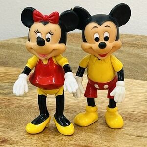 Walt Disney Productions Mickey Mouse and Minnie Mouse Rubber Figurines Hong Kong